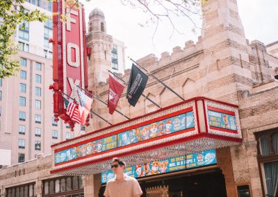 man outside fox theatre